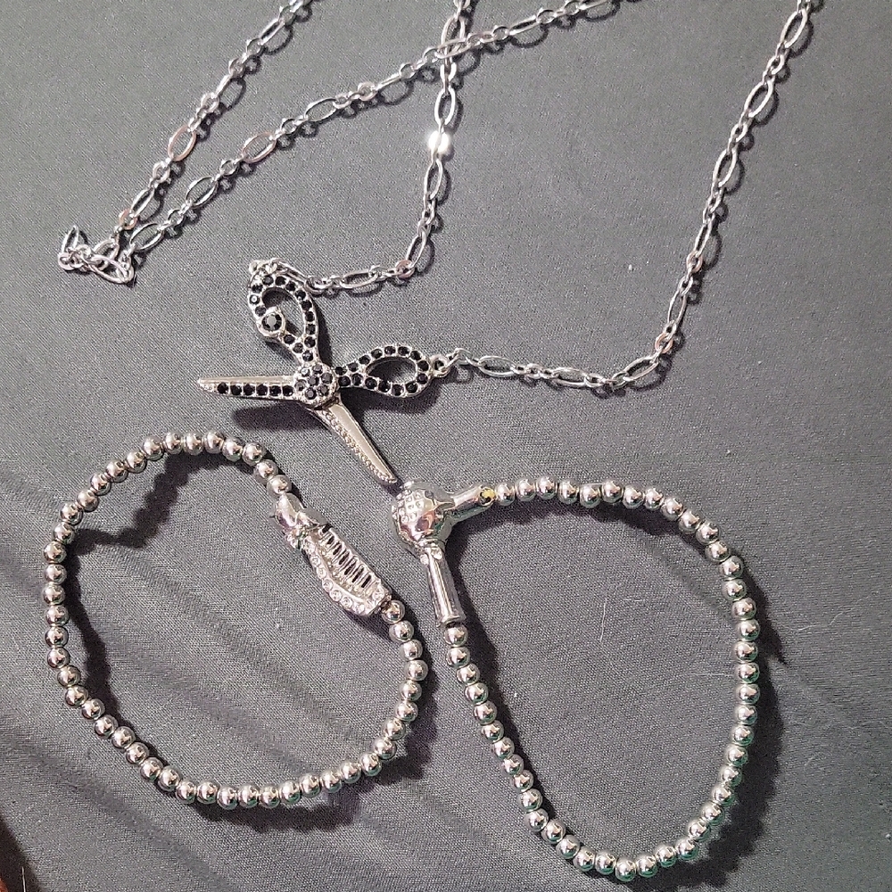 Hairstylist necklace and bracelets